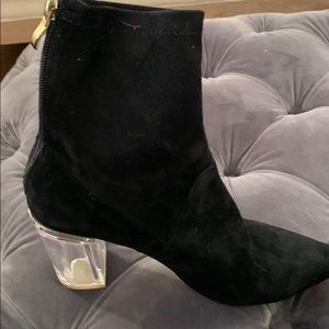Cecelia New York black suede lucite heel 8.5